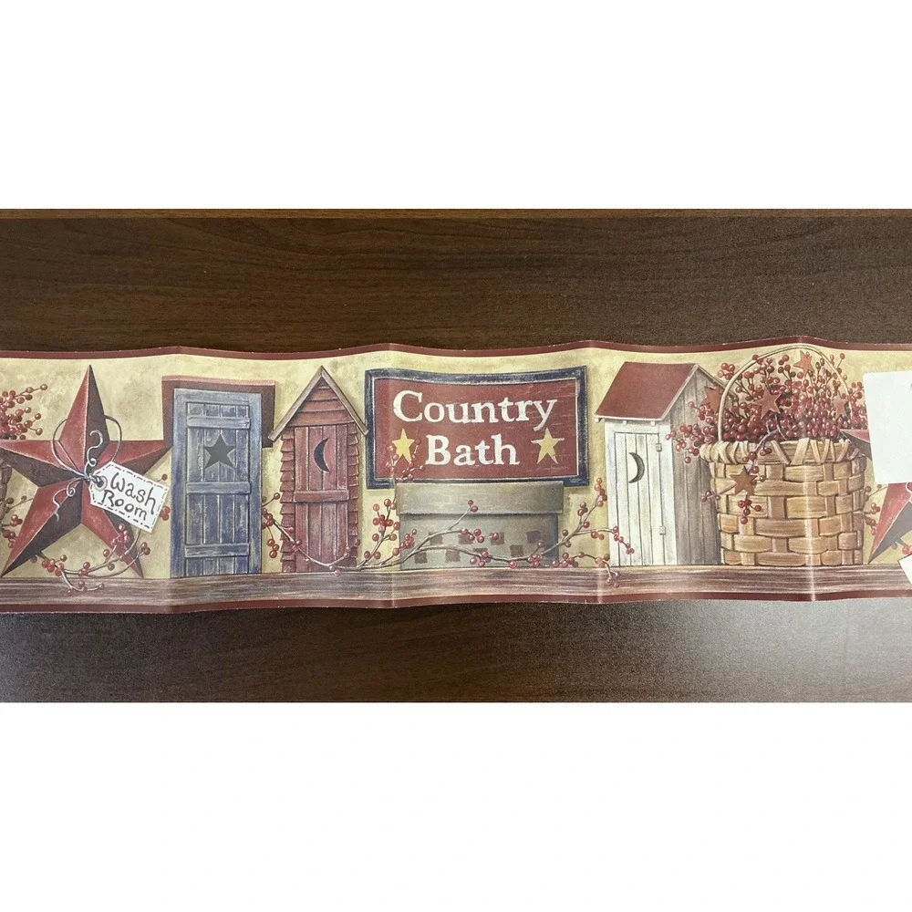 PrePasted Wall Border COUNTRY BATH Country Outhouses Washroom